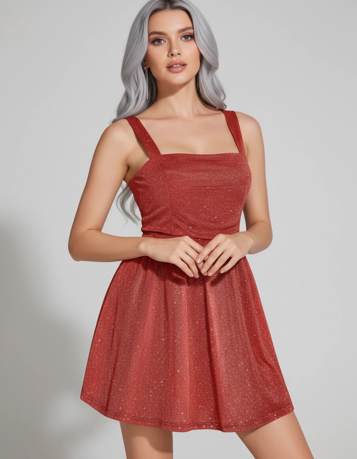Tramontane Mini Dress — Red | SKU: SD-44246-red-2,SD-44246-red-4,SD-44246-red-6,SD-44246-red-8,SD-44246-red-10,SD-44246-red-12,SD-44246-red-14,SD-44246-red-16,SD-44246-red-16W,SD-44246-red-18W,SD-44246-red-20W