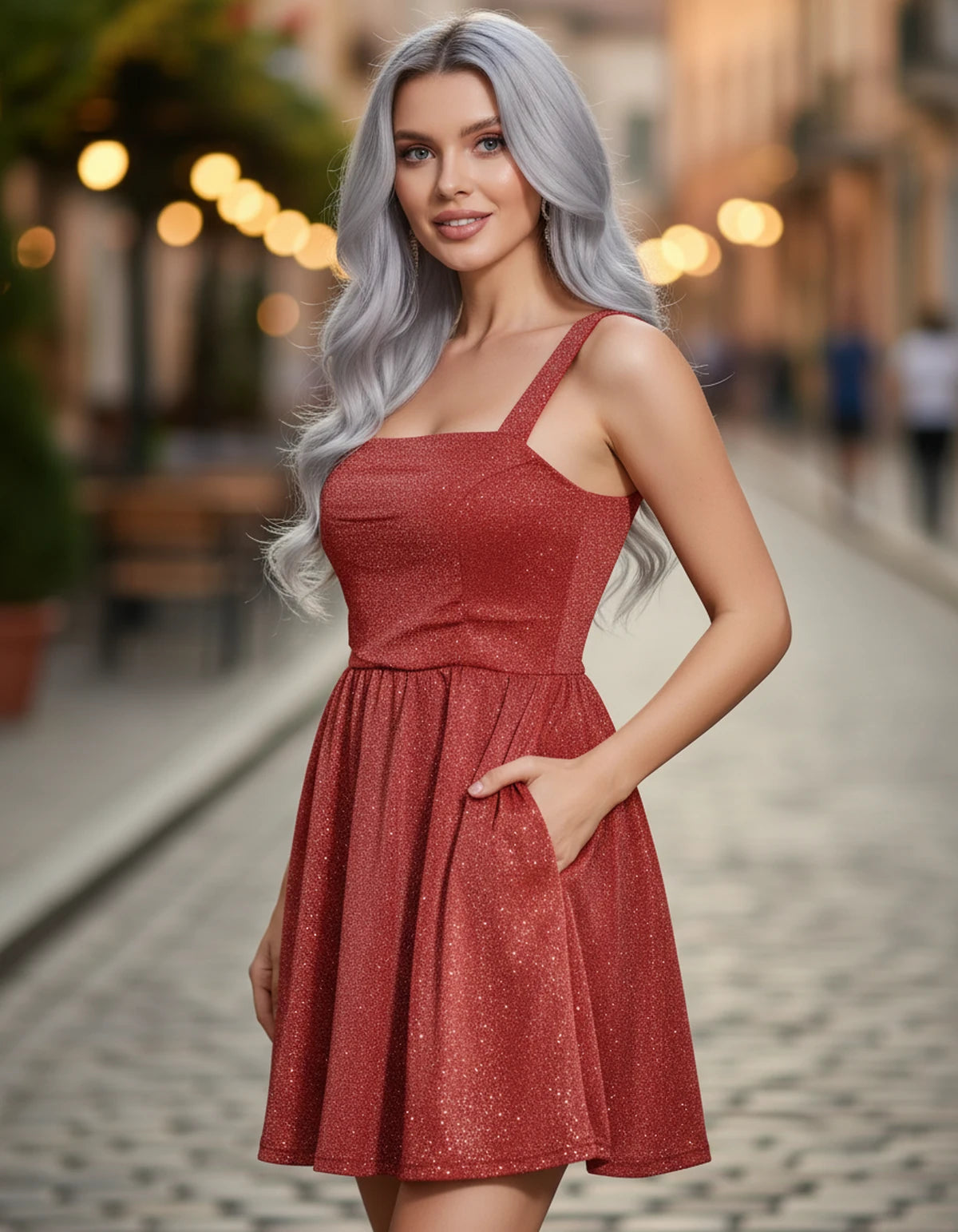 Tramontane Mini Dress — Red | SKU: SD-44246-red-2,SD-44246-red-4,SD-44246-red-6,SD-44246-red-8,SD-44246-red-10,SD-44246-red-12,SD-44246-red-14,SD-44246-red-16,SD-44246-red-16W,SD-44246-red-18W,SD-44246-red-20W