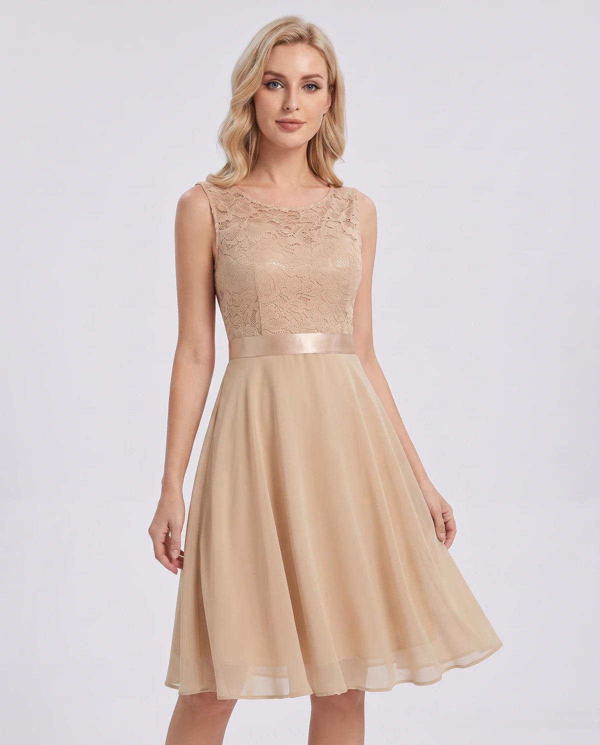Trelawny Mini Dress — Beige | SKU: SD-75946-beige-XS,SD-75946-beige-S,SD-75946-beige-M,SD-75946-beige-L,SD-75946-beige-XL