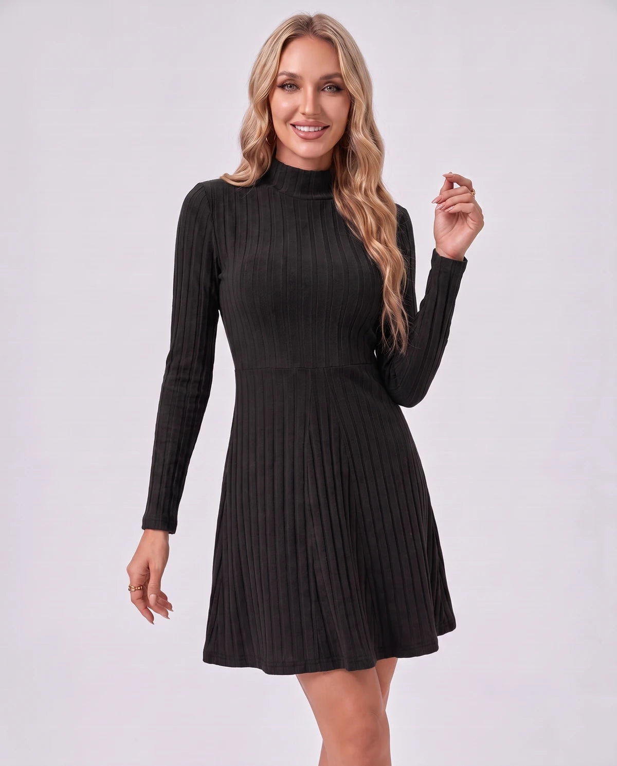 Undine Midi Dresses — Black | SKU: SD-16995-black-XS,SD-16995-black-S,SD-16995-black-M,SD-16995-black-L,SD-16995-black-XL,SD-16995-black-2XL