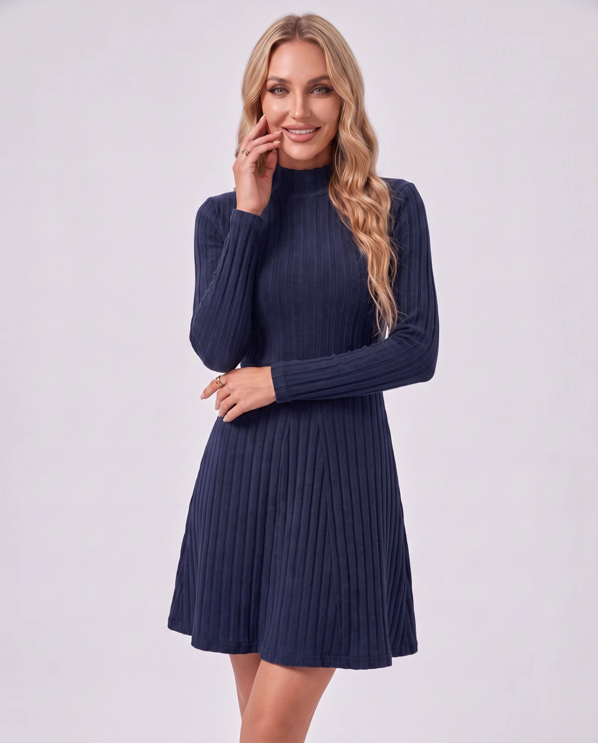 Undine Midi Dresses — Navy Blue | SKU: SD-16995-navyblue-XS,SD-16995-navyblue-S,SD-16995-navyblue-M,SD-16995-navyblue-L,SD-16995-navyblue-XL,SD-16995-navyblue-2XL