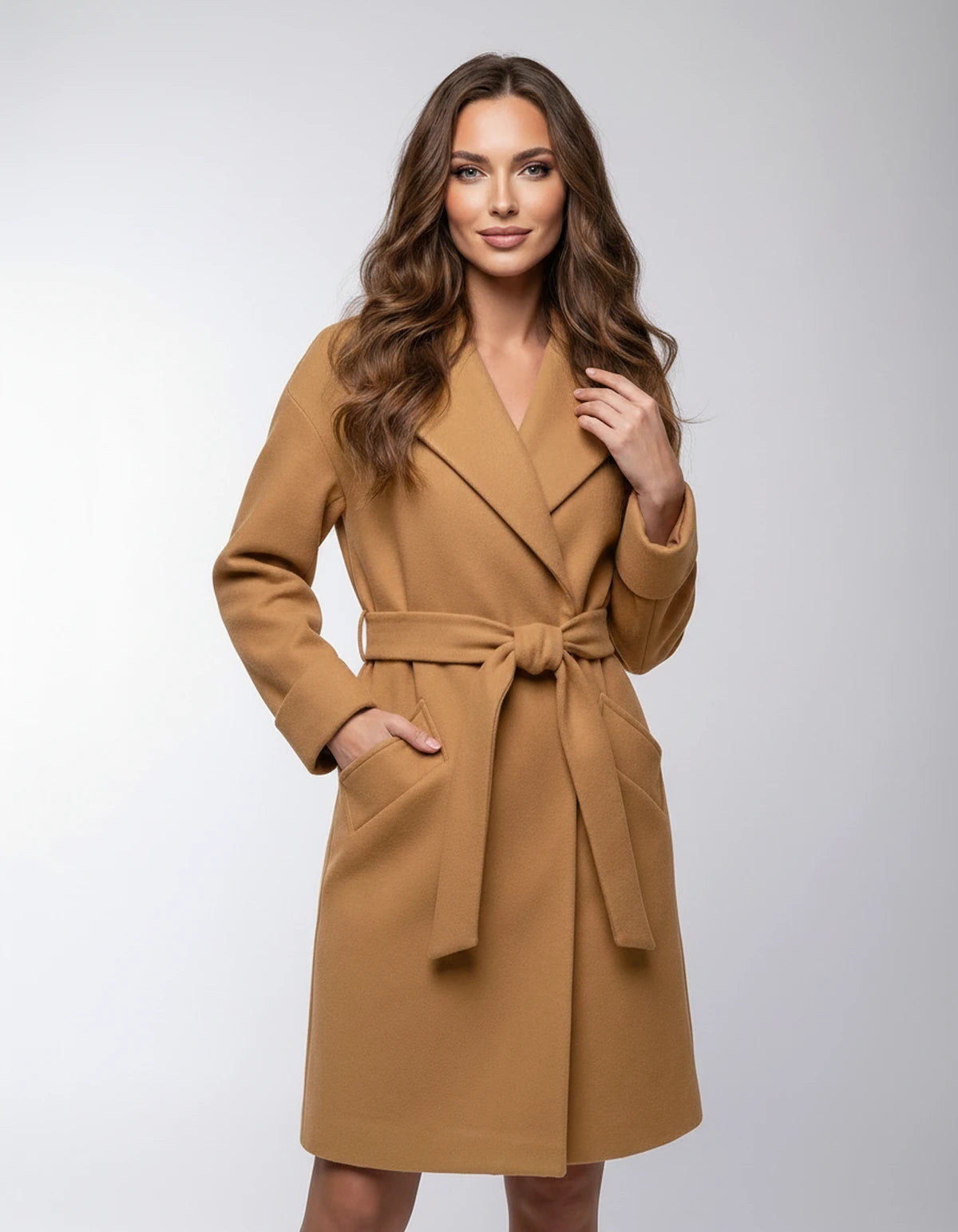 Valentia Coat — 1151-Khaki | SKU: SD-02818-1151khaki-XS,SD-02818-1151khaki-S,SD-02818-1151khaki-M,SD-02818-1151khaki-L,SD-02818-1151khaki-XL,SD-02818-1151khaki-2XL