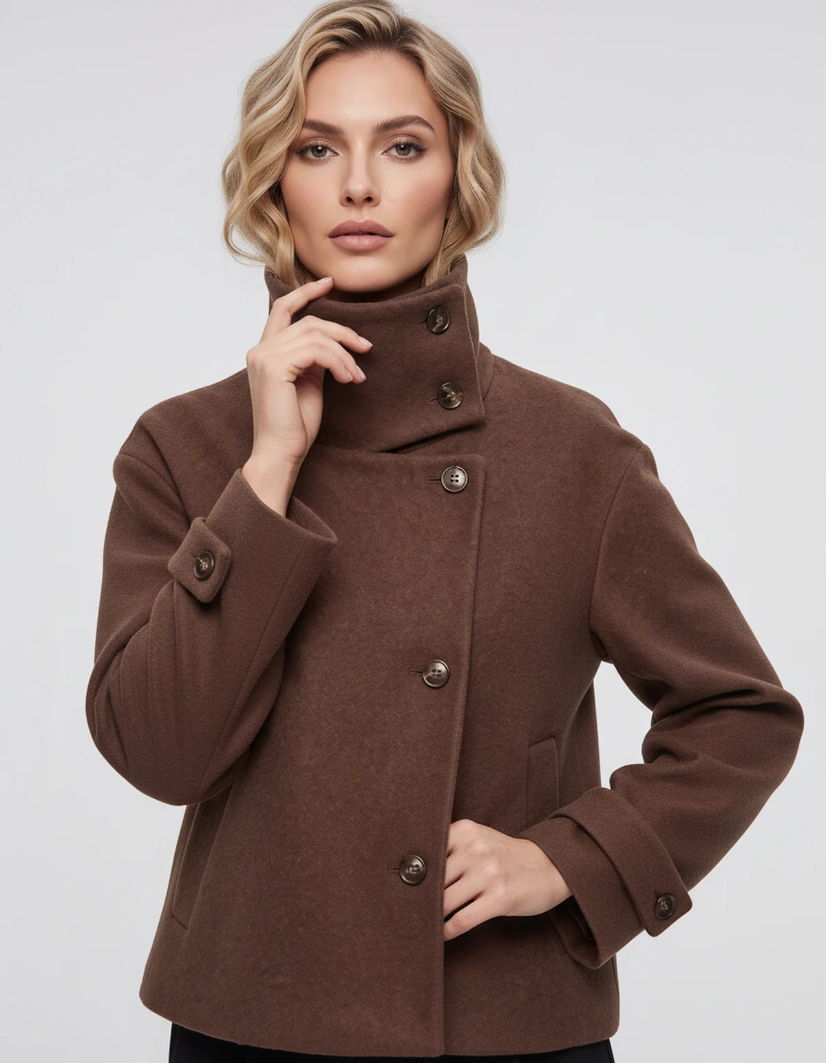 Valerienne Coat — Brown | SKU: SD-11827-brown-XS,SD-11827-brown-S,SD-11827-brown-M,SD-11827-brown-L