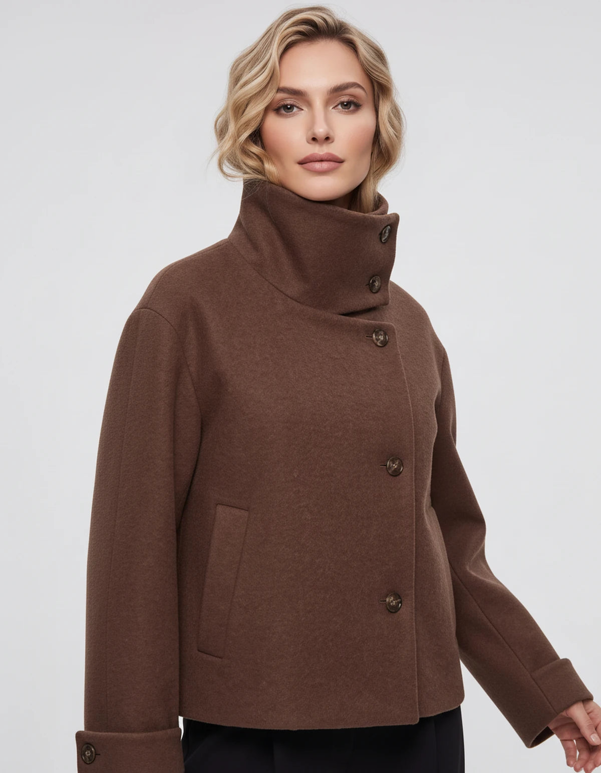 Valerienne Coat — Brown | SKU: SD-11827-brown-XS,SD-11827-brown-S,SD-11827-brown-M,SD-11827-brown-L
