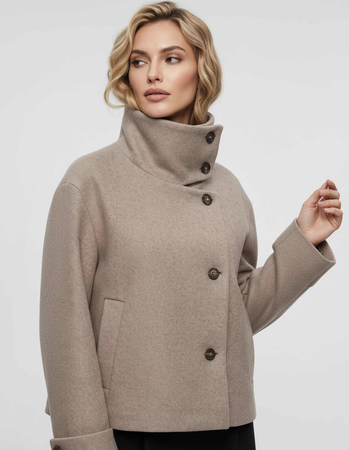 Valerienne Coat — Light Khaki | SKU: SD-11827-lightkhaki-XS,SD-11827-lightkhaki-S,SD-11827-lightkhaki-M,SD-11827-lightkhaki-L