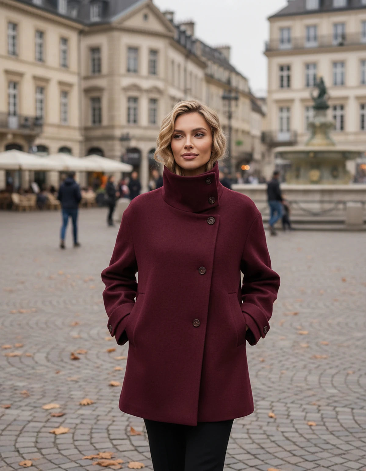 Valerienne Coat — Red | SKU: SD-11827-red-XS,SD-11827-red-S,SD-11827-red-M,SD-11827-red-L