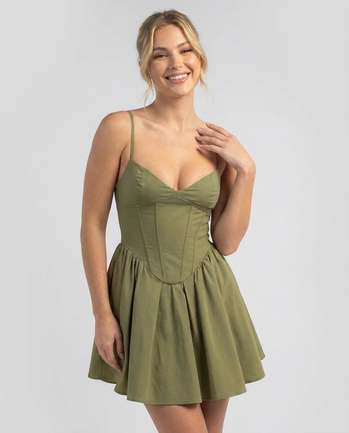 Valonia Mini Dress — Green | SKU: SD-29351-green-XS,SD-29351-green-S,SD-29351-green-M,SD-29351-green-L,SD-29351-green-XL,SD-29351-green-2XL