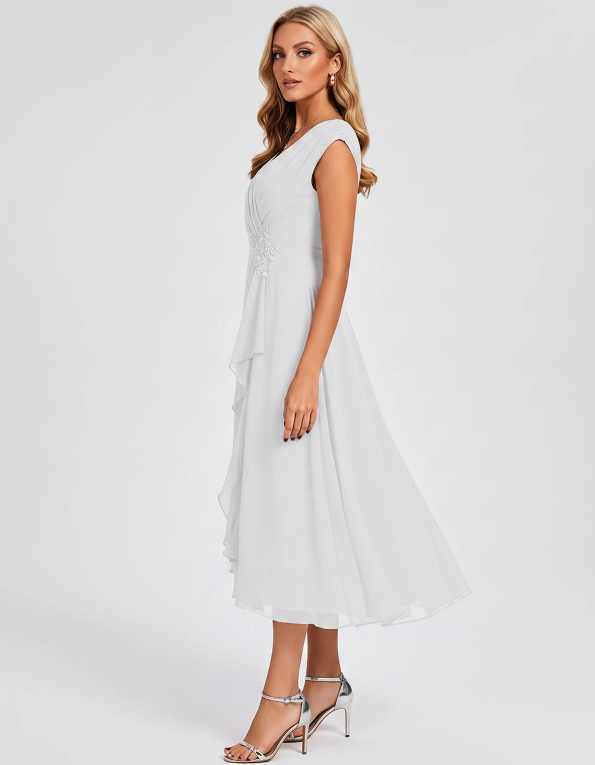 Verbena Midi Dresses — White | SKU: SD-10524-white-2,SD-10524-white-4,SD-10524-white-6,SD-10524-white-8,SD-10524-white-10,SD-10524-white-12,SD-10524-white-14,SD-10524-white-16,SD-10524-white-16W,SD-10524-white-18W,SD-10524-white-20W,SD-10524-white-22W
