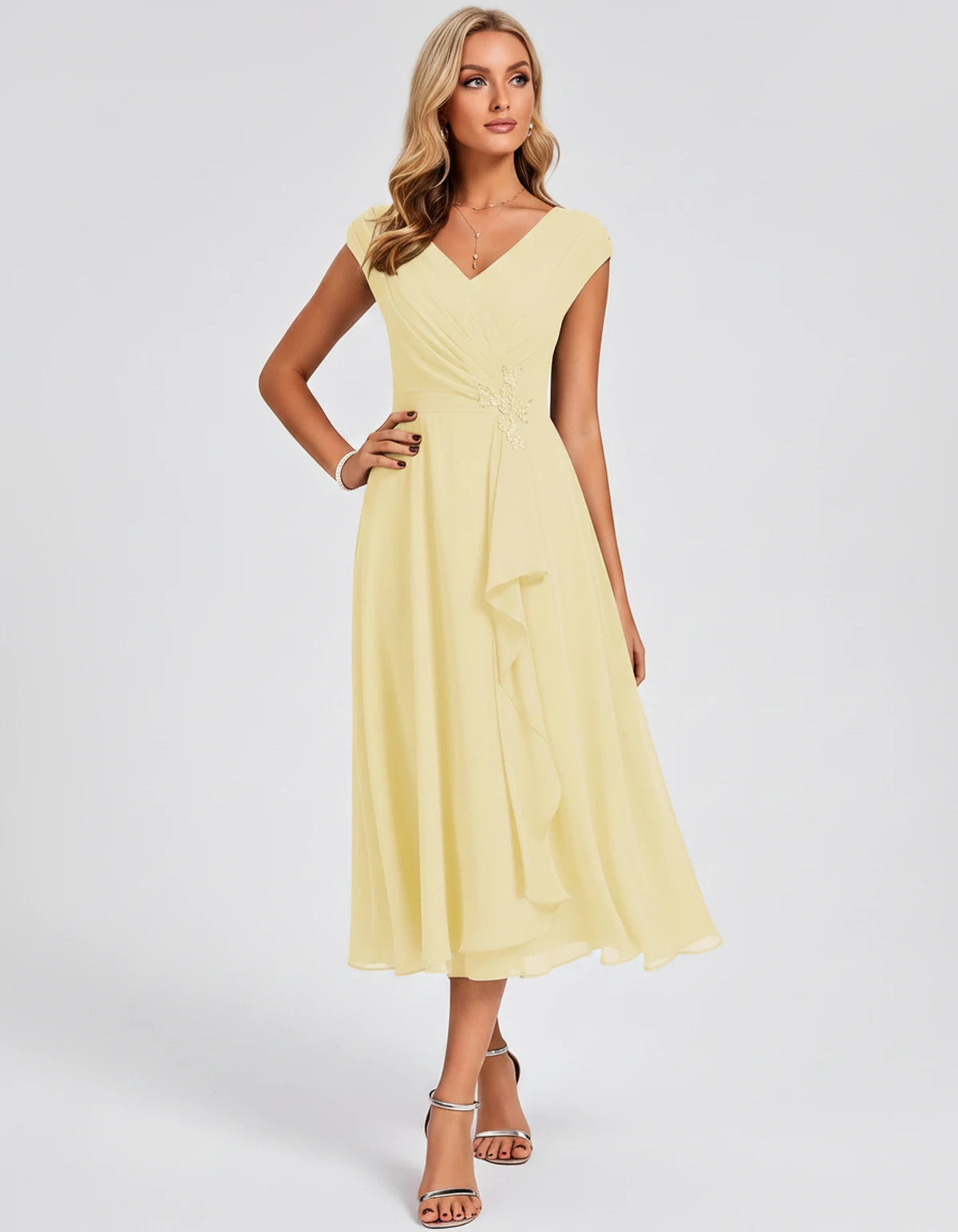 Verbena Midi Dresses — Yellow | SKU: SD-10524-yellow-2,SD-10524-yellow-4,SD-10524-yellow-6,SD-10524-yellow-8,SD-10524-yellow-10,SD-10524-yellow-12,SD-10524-yellow-14,SD-10524-yellow-16,SD-10524-yellow-16W,SD-10524-yellow-18W,SD-10524-yellow-20W,SD-10524-yellow-22W