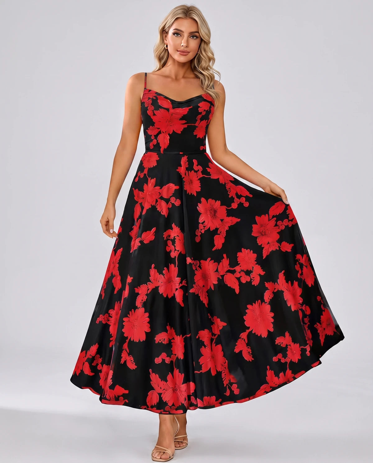 Vespertine Maxi Dress — Black Red