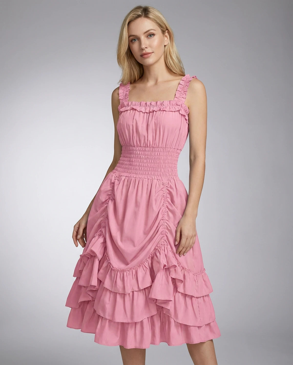 Wisteria Midi Dresses — Dusty Pink
