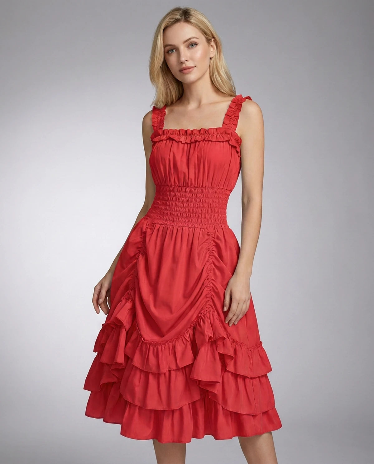 Wisteria Midi Dresses — Red