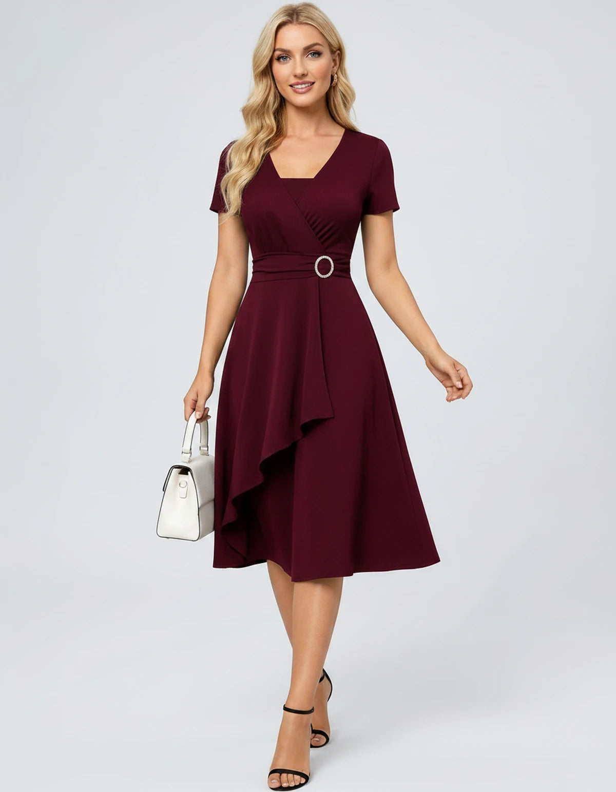 Ysolde Midi Dresses — Burgundy