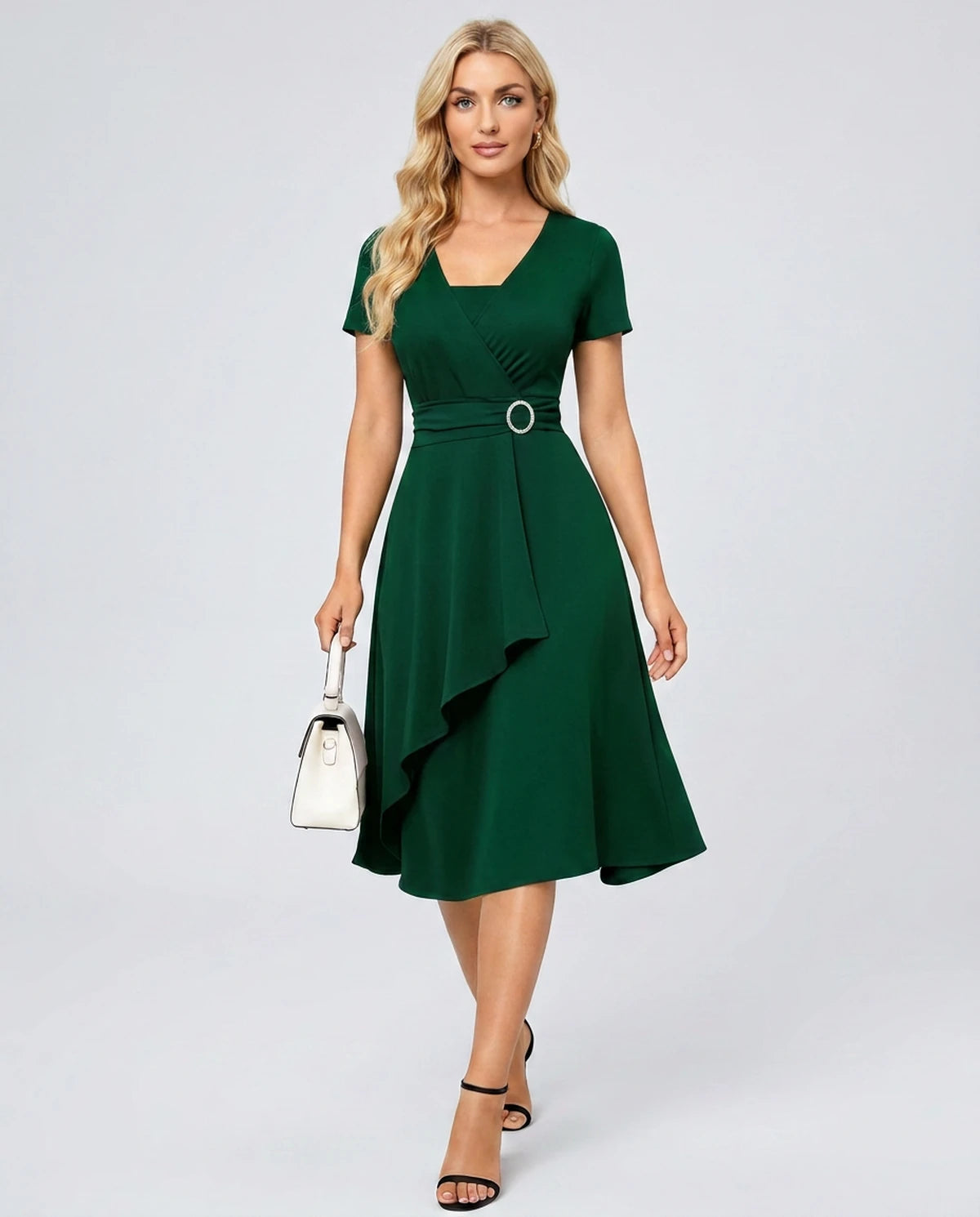 Ysolde Midi Dresses — Green | SKU: SD-54762-green-XS,SD-54762-green-S,SD-54762-green-M,SD-54762-green-L,SD-54762-green-XL,SD-54762-green-2XL