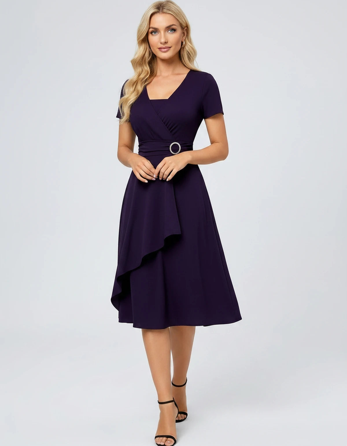 Ysolde Midi Dresses — Purple | SKU: SD-54762-purple-XS,SD-54762-purple-S,SD-54762-purple-M,SD-54762-purple-L,SD-54762-purple-XL,SD-54762-purple-2XL