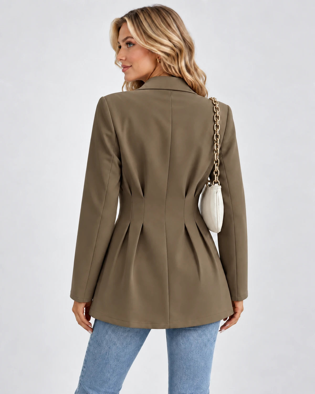 Yvaine Blazer — Dark Brown | SKU: SD-70560-darkbrown-XS,SD-70560-darkbrown-S,SD-70560-darkbrown-M,SD-70560-darkbrown-L,SD-70560-darkbrown-XL,SD-70560-darkbrown-2XL