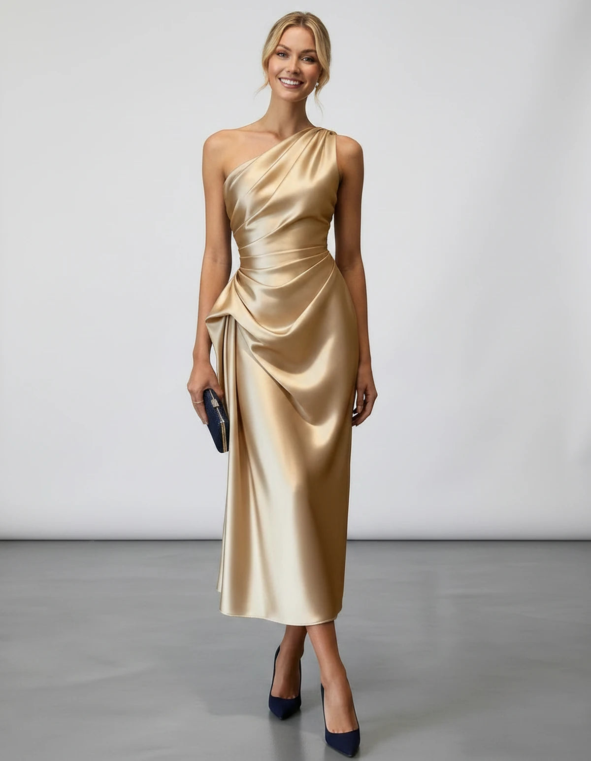 Zelaria Midi Dresses — Beige | SKU: SD-88065-beige-XS,SD-88065-beige-S,SD-88065-beige-M,SD-88065-beige-L,SD-88065-beige-XL,SD-88065-beige-2XL