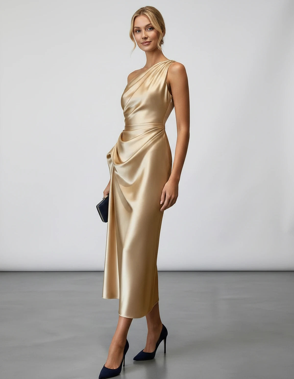 Zelaria Midi Dresses — Beige | SKU: SD-88065-beige-XS,SD-88065-beige-S,SD-88065-beige-M,SD-88065-beige-L,SD-88065-beige-XL,SD-88065-beige-2XL