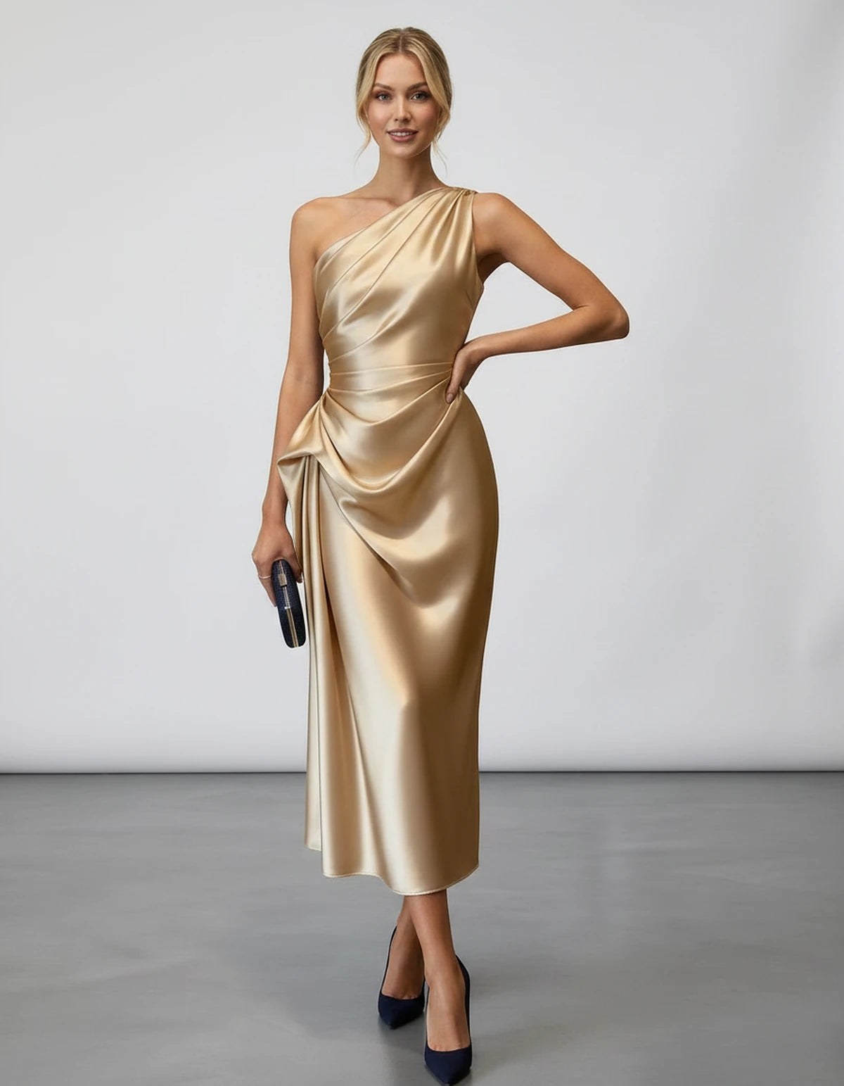 Zelaria Midi Dresses — Beige | SKU: SD-88065-beige-XS,SD-88065-beige-S,SD-88065-beige-M,SD-88065-beige-L,SD-88065-beige-XL,SD-88065-beige-2XL