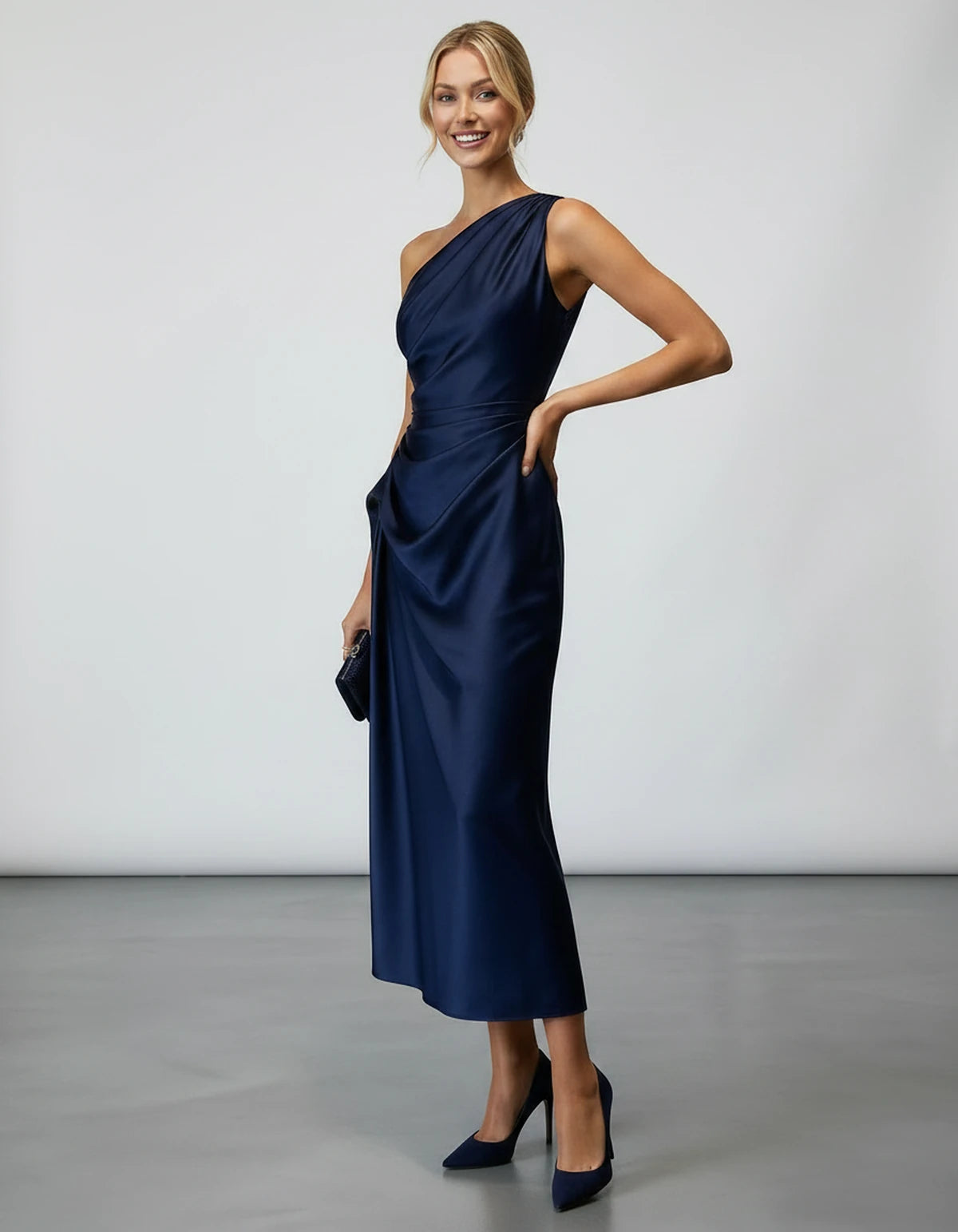 Zelaria Midi Dresses — Navy Blue | SKU: SD-88065-navyblue-XS,SD-88065-navyblue-S,SD-88065-navyblue-M,SD-88065-navyblue-L,SD-88065-navyblue-XL,SD-88065-navyblue-2XL