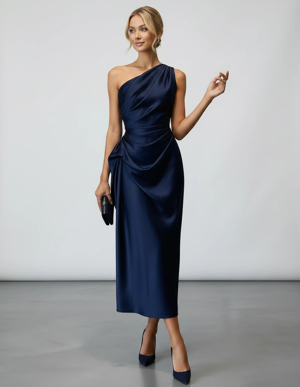 Zelaria Midi Dresses — Navy Blue | SKU: SD-88065-navyblue-XS,SD-88065-navyblue-S,SD-88065-navyblue-M,SD-88065-navyblue-L,SD-88065-navyblue-XL,SD-88065-navyblue-2XL
