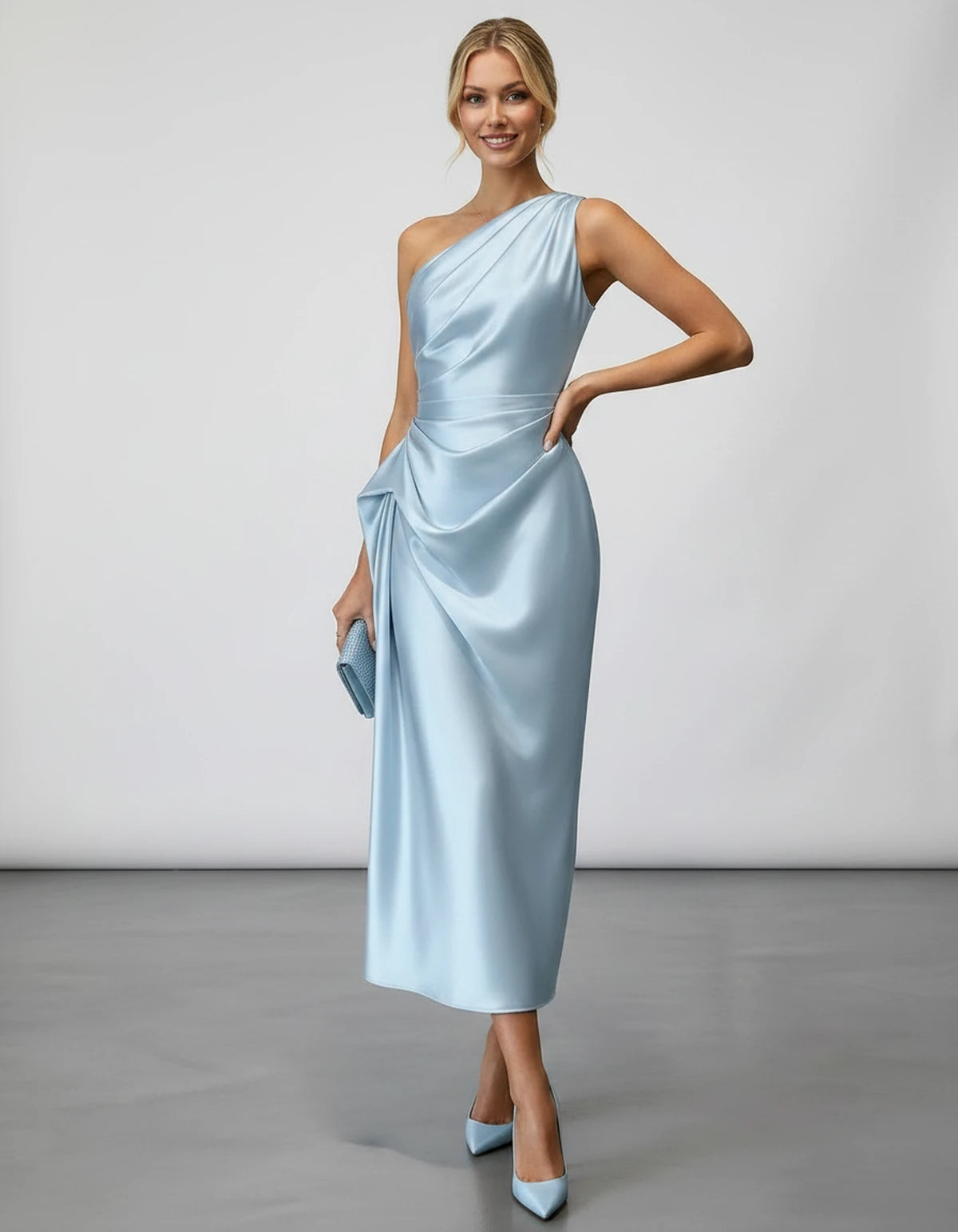 Zelaria Midi Dresses — Sky Blue | SKU: SD-88065-skyblue-XS,SD-88065-skyblue-S,SD-88065-skyblue-M,SD-88065-skyblue-L,SD-88065-skyblue-XL,SD-88065-skyblue-2XL