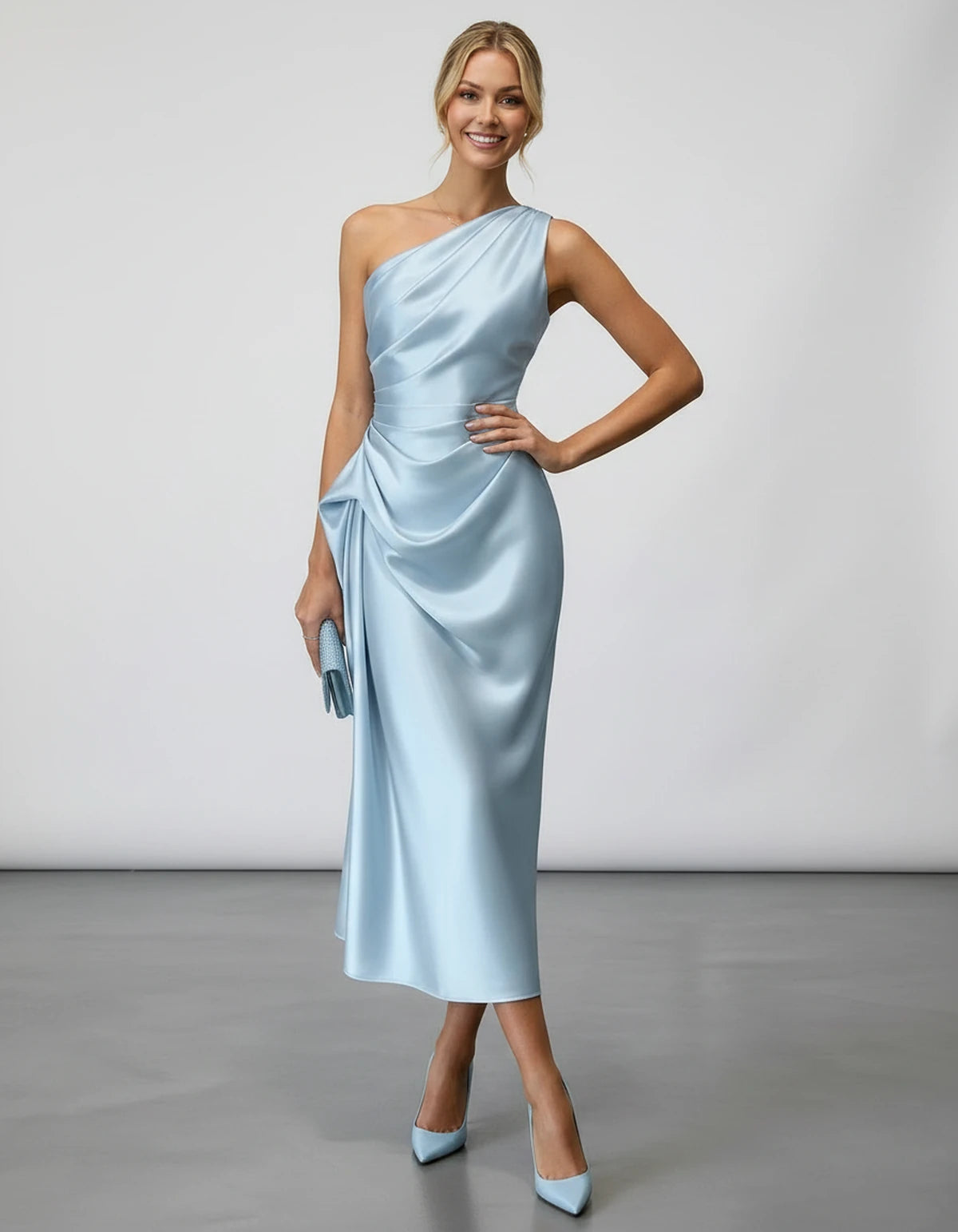 Zelaria Midi Dresses — Sky Blue | SKU: SD-88065-skyblue-XS,SD-88065-skyblue-S,SD-88065-skyblue-M,SD-88065-skyblue-L,SD-88065-skyblue-XL,SD-88065-skyblue-2XL