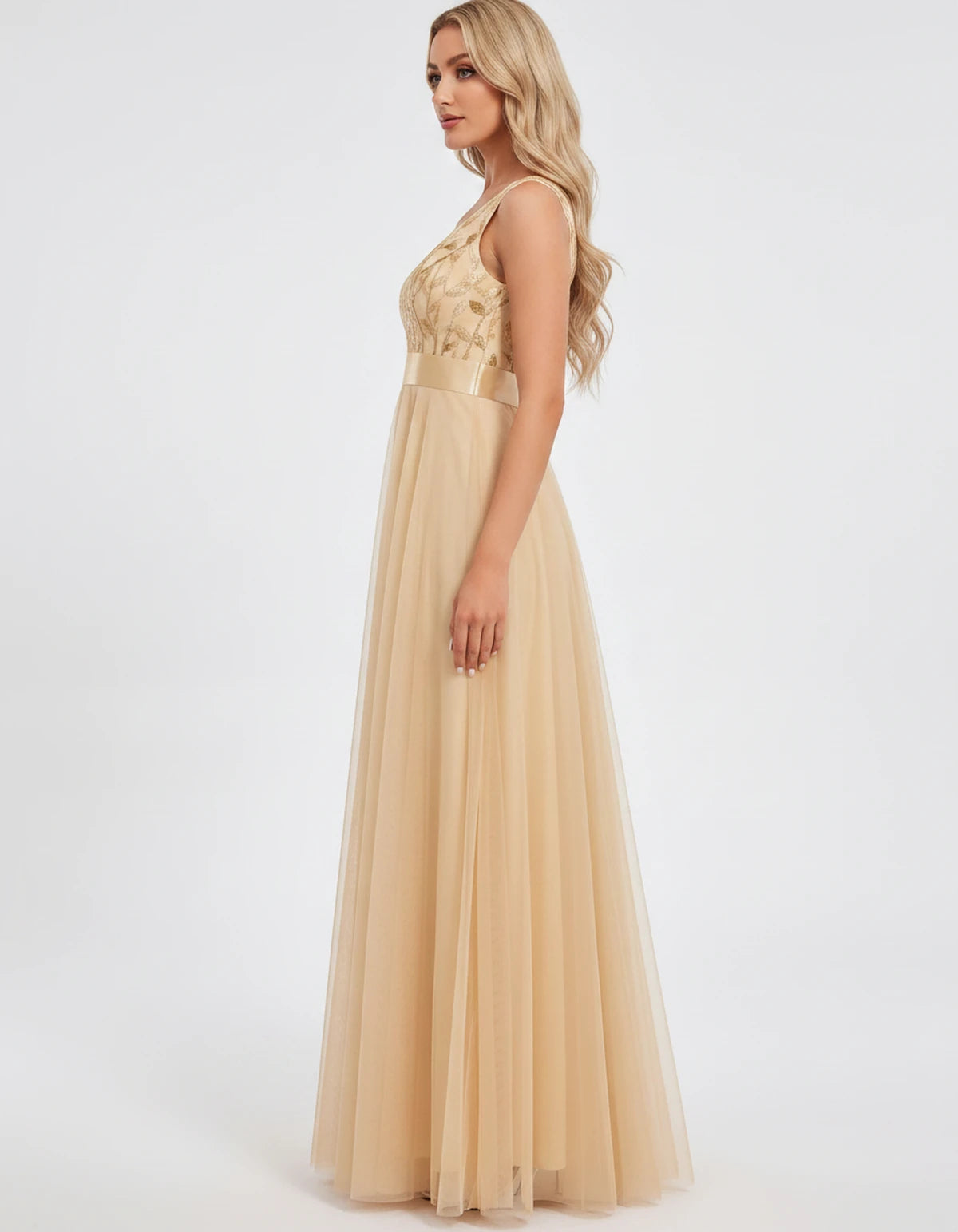 Zinnia Maxi Dress — Gold | SKU: SD-13325-gold-2,SD-13325-gold-4,SD-13325-gold-6,SD-13325-gold-8,SD-13325-gold-10,SD-13325-gold-12,SD-13325-gold-14,SD-13325-gold-16,SD-13325-gold-16W,SD-13325-gold-18W,SD-13325-gold-20W,SD-13325-gold-22W