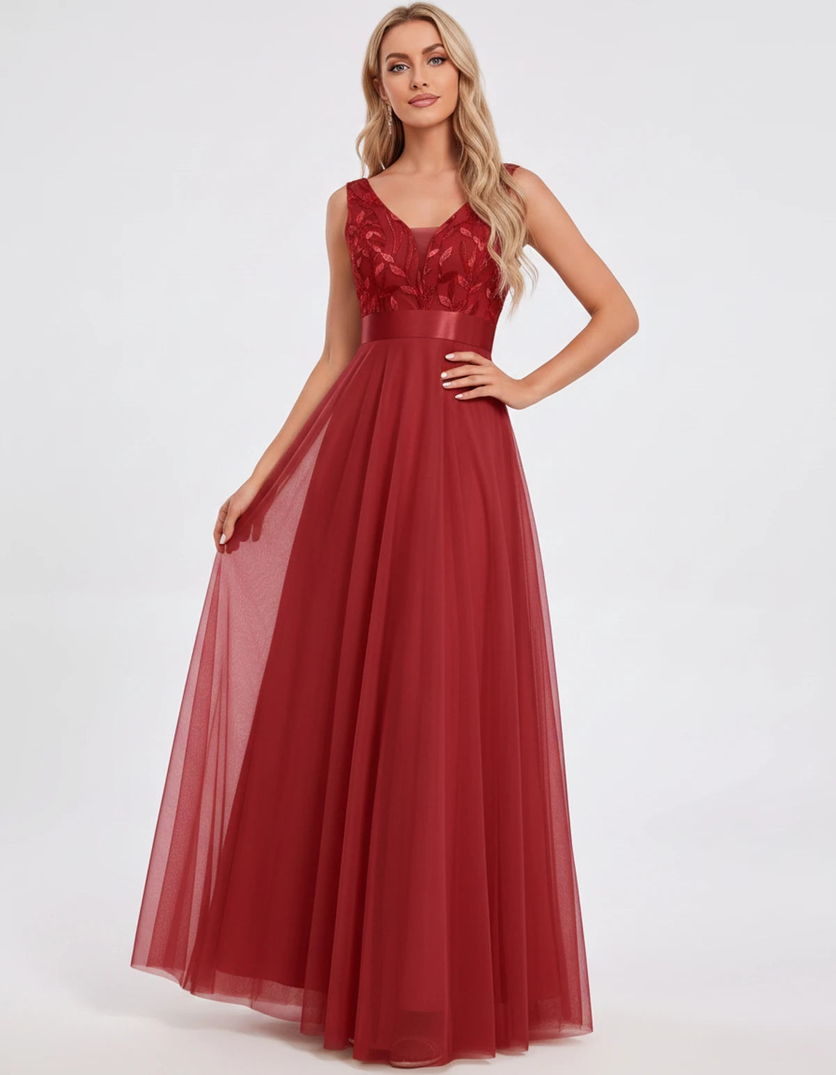 Zinnia Maxi Dress — Red | SKU: SD-13325-red-2,SD-13325-red-4,SD-13325-red-6,SD-13325-red-8,SD-13325-red-10,SD-13325-red-12,SD-13325-red-14,SD-13325-red-16,SD-13325-red-16W,SD-13325-red-18W,SD-13325-red-20W,SD-13325-red-22W