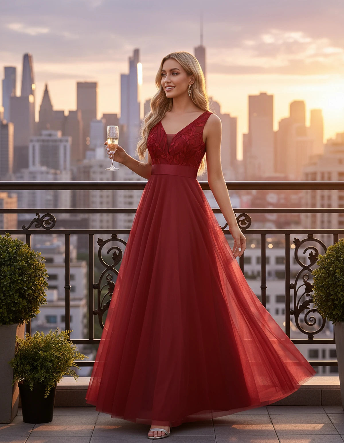 Zinnia Maxi Dress — Red | SKU: SD-13325-red-2,SD-13325-red-4,SD-13325-red-6,SD-13325-red-8,SD-13325-red-10,SD-13325-red-12,SD-13325-red-14,SD-13325-red-16,SD-13325-red-16W,SD-13325-red-18W,SD-13325-red-20W,SD-13325-red-22W