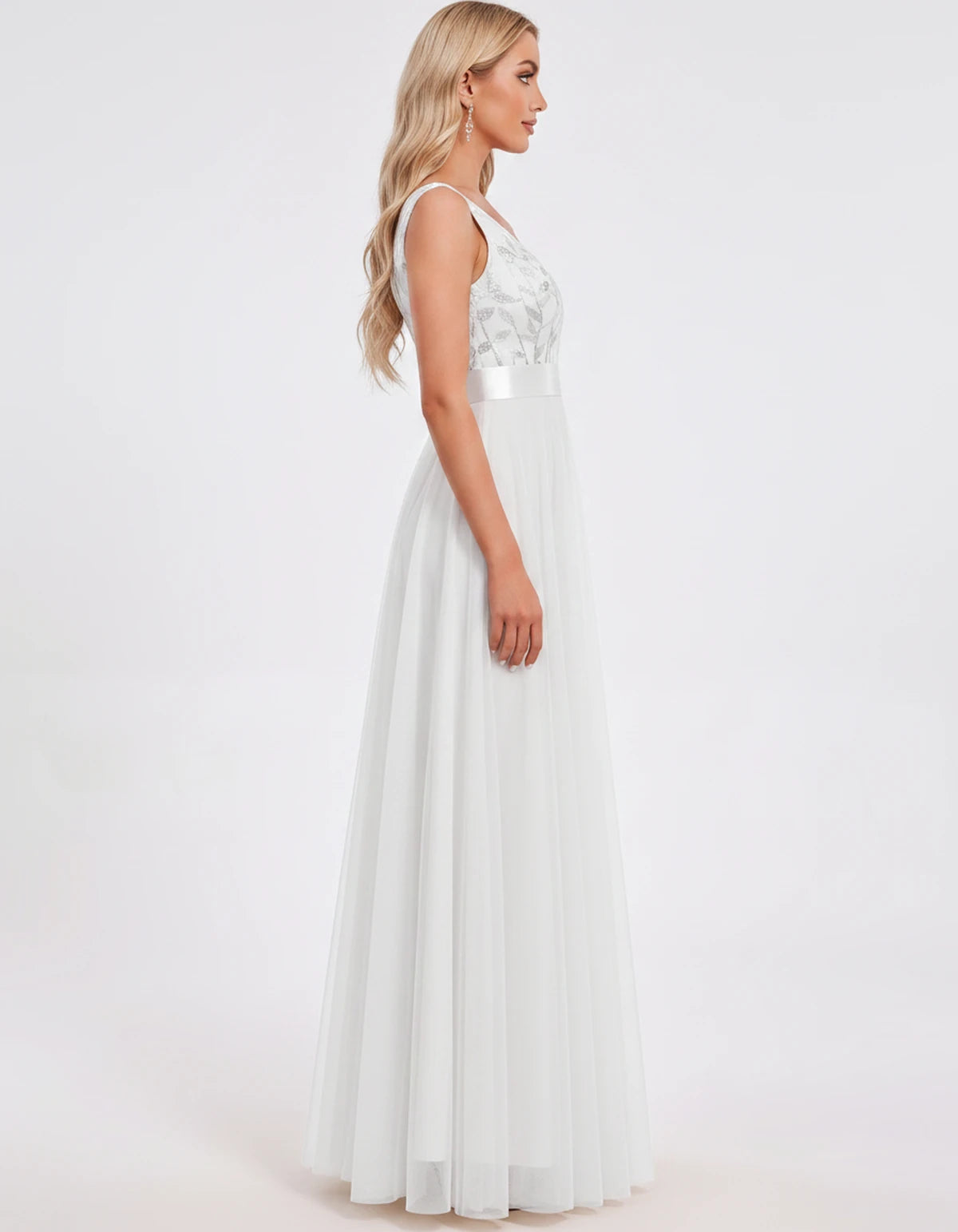 Zinnia Maxi Dress — White | SKU: SD-13325-white-2,SD-13325-white-4,SD-13325-white-6,SD-13325-white-8,SD-13325-white-10,SD-13325-white-12,SD-13325-white-14,SD-13325-white-16,SD-13325-white-16W,SD-13325-white-18W,SD-13325-white-20W,SD-13325-white-22W